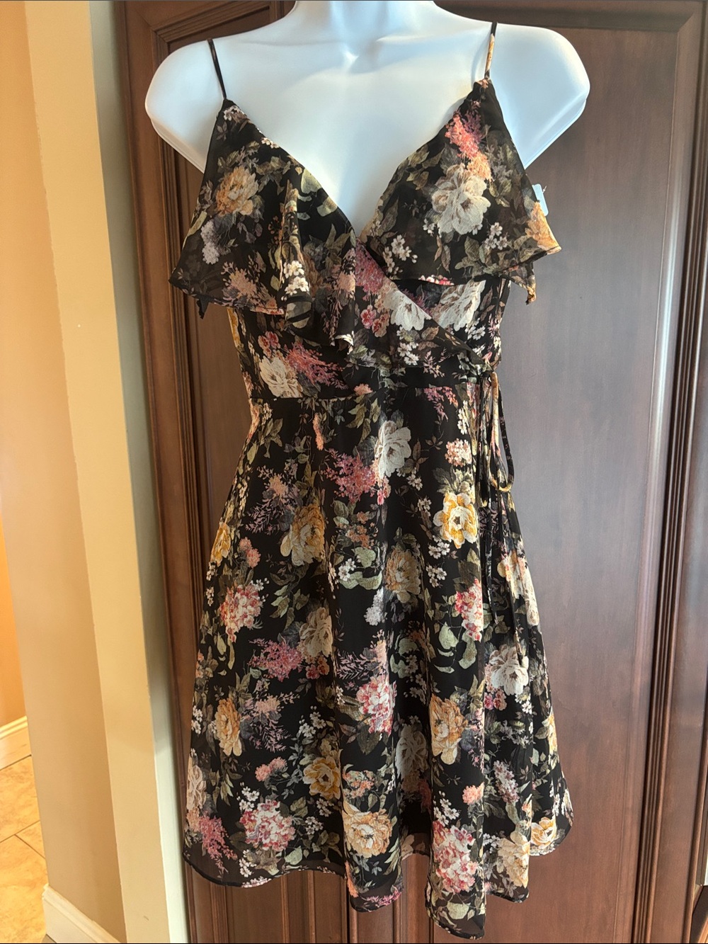 Bailey 44 "Object of Desire" Floral Chiffon Faux-Wrap Mini Dress